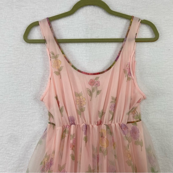 Vintage house dress floral flowers garden party lined netted maxi dress. Large - Picture 7 of 14